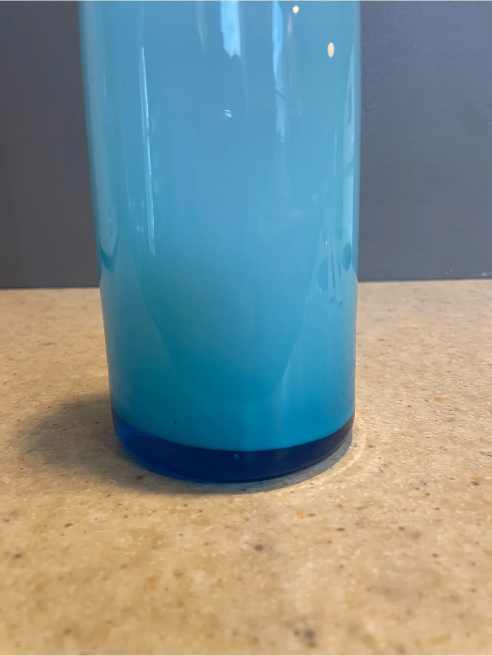 MCM Vintage Denmark Art Glass Blue Holmegaard Cased Glass Decanter Bottle